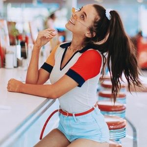 Urban Outfitters Color-Block Collared Top